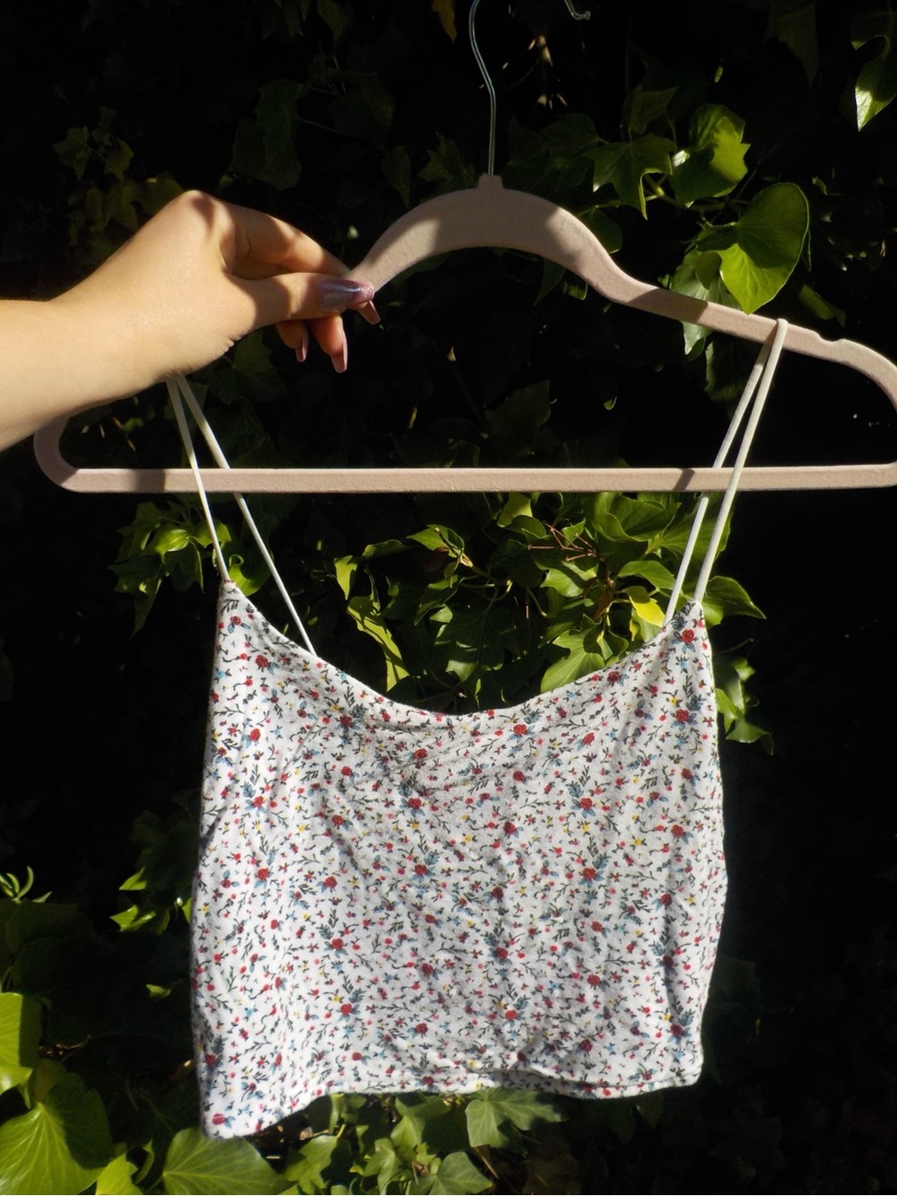 Pacsun White Floral Spaghetti-Strap Camisole